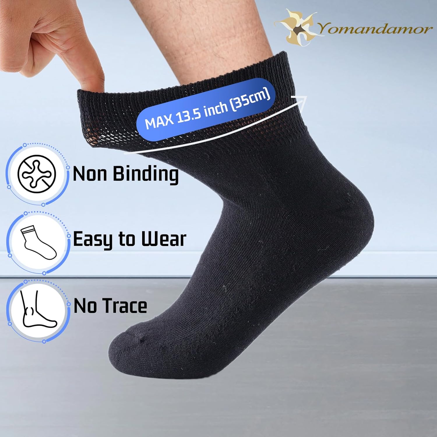 Yomandamor Womens Diabetic Crew Socks With Seamless Toe,6 Pairs Size 9-11 - Image 2