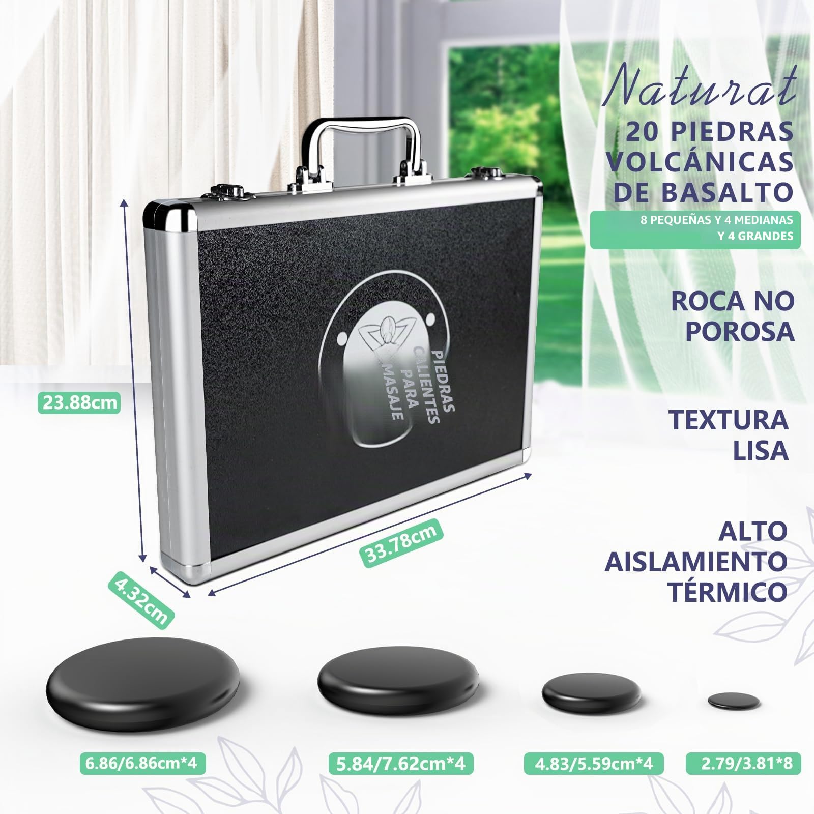 Calentador hoto de piedras calientes, hot stone set eléctrico, 20 piedras calientes para masaje de basalto, terapia y relajación