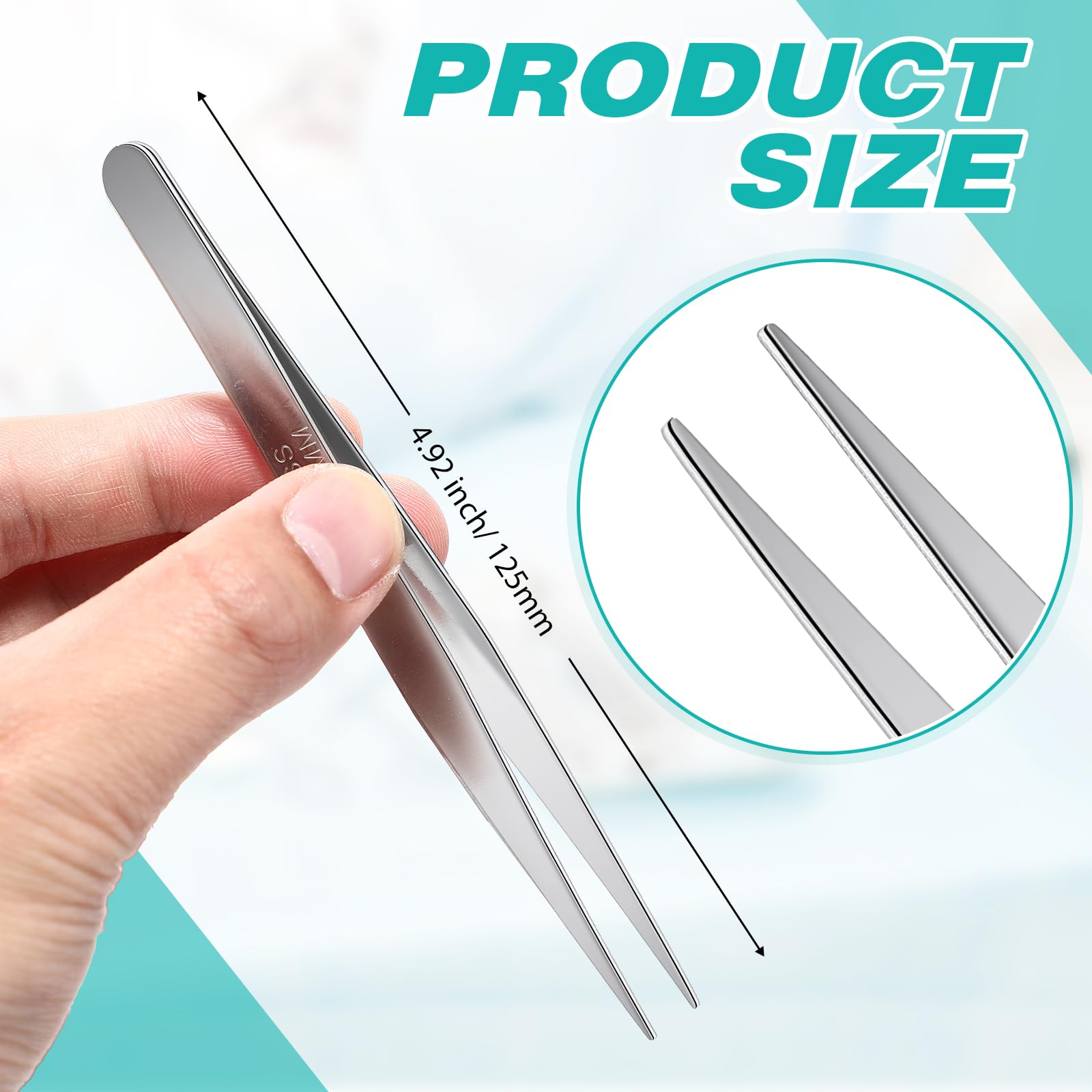 WILLBOND 30 pinzette in acciaio inox da laboratorio, pinzette lunghe con punta rotonda piatta per depilazione da giardino, punta seghettata dritta, 12,7 cm, per piante, artigianato, riparazioni