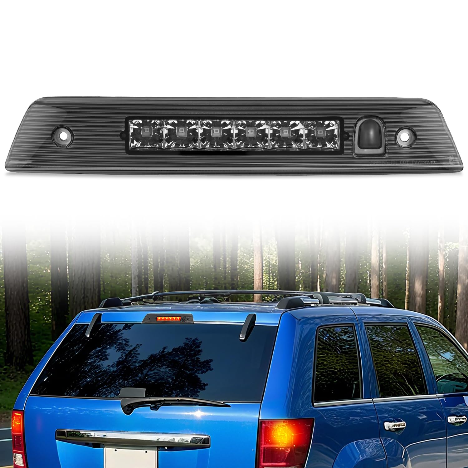 Nilight Third Brake Light Tail High Mount 3rd Stop Lights Smoked Lens Compatible with Jeep Grand Cherokee 2005 2006 2007 2008 2009 2010 Van SUV Rear