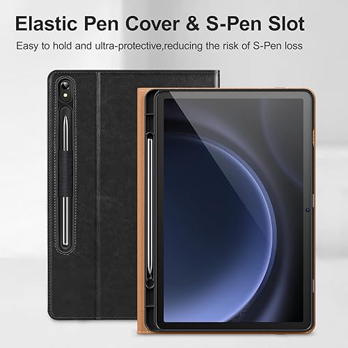 Miniatura 6 de DTTO Funda para Samsung Galaxy Tab S9 FE 5G de 10.9 pulgadasGalaxy Tab S9 de 11 pulgadas lanzada en 2023, funda de cuero de alta calidad con soporte