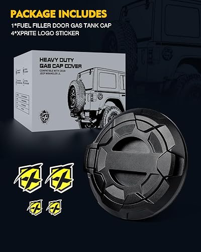 Miniatura 7 de Xprite Cubierta de tapa de tanque de gasolina compatible con Jeep Wrangler 2018-2023 JL y JLU de 2 y 4 puertas ilimitadas, patrón de rueda