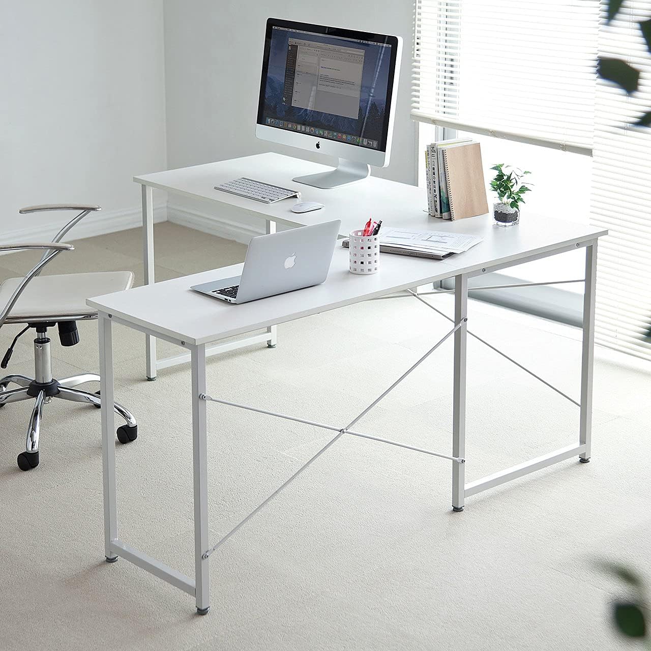 Amazon | パソコンデスク L字型 木製 幅150cm+90cm コーナー