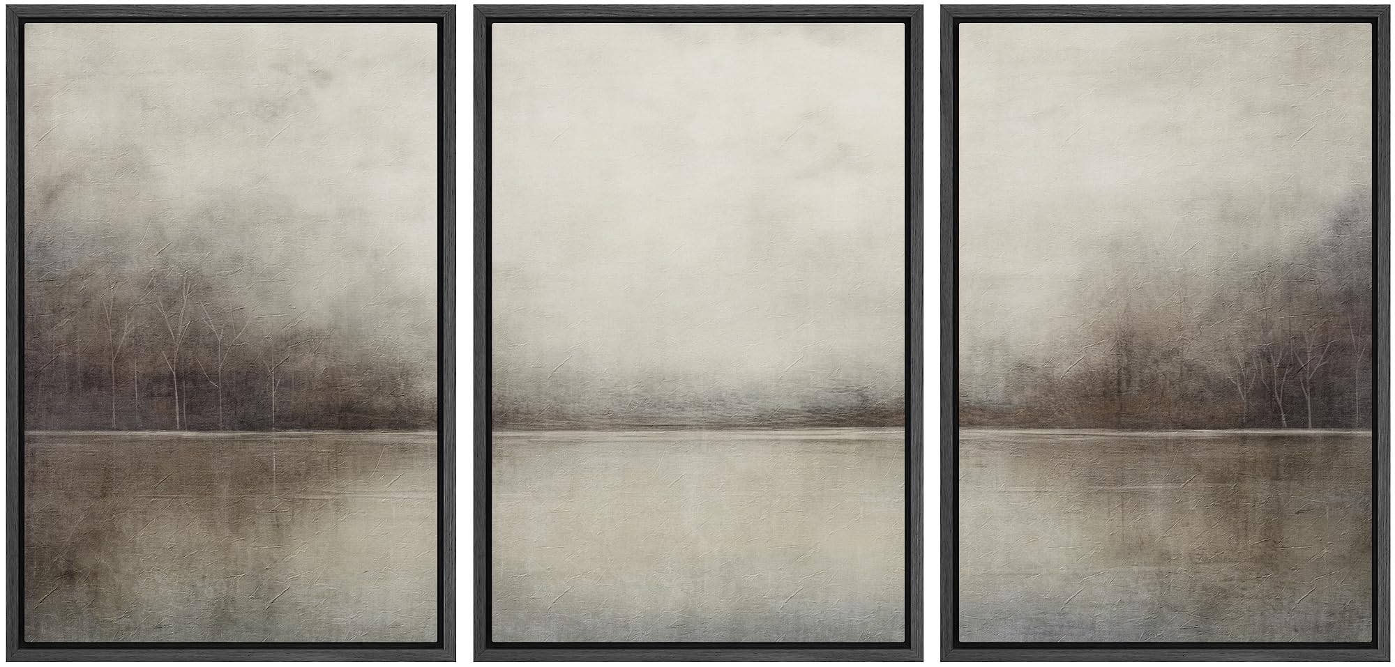 MUDECOR Framed Canvas Print Wall Art Set Abstract Landscape Nature Wilderness Illustration Modern Art Decorative Realism Rustic Vintage for Bedroom -