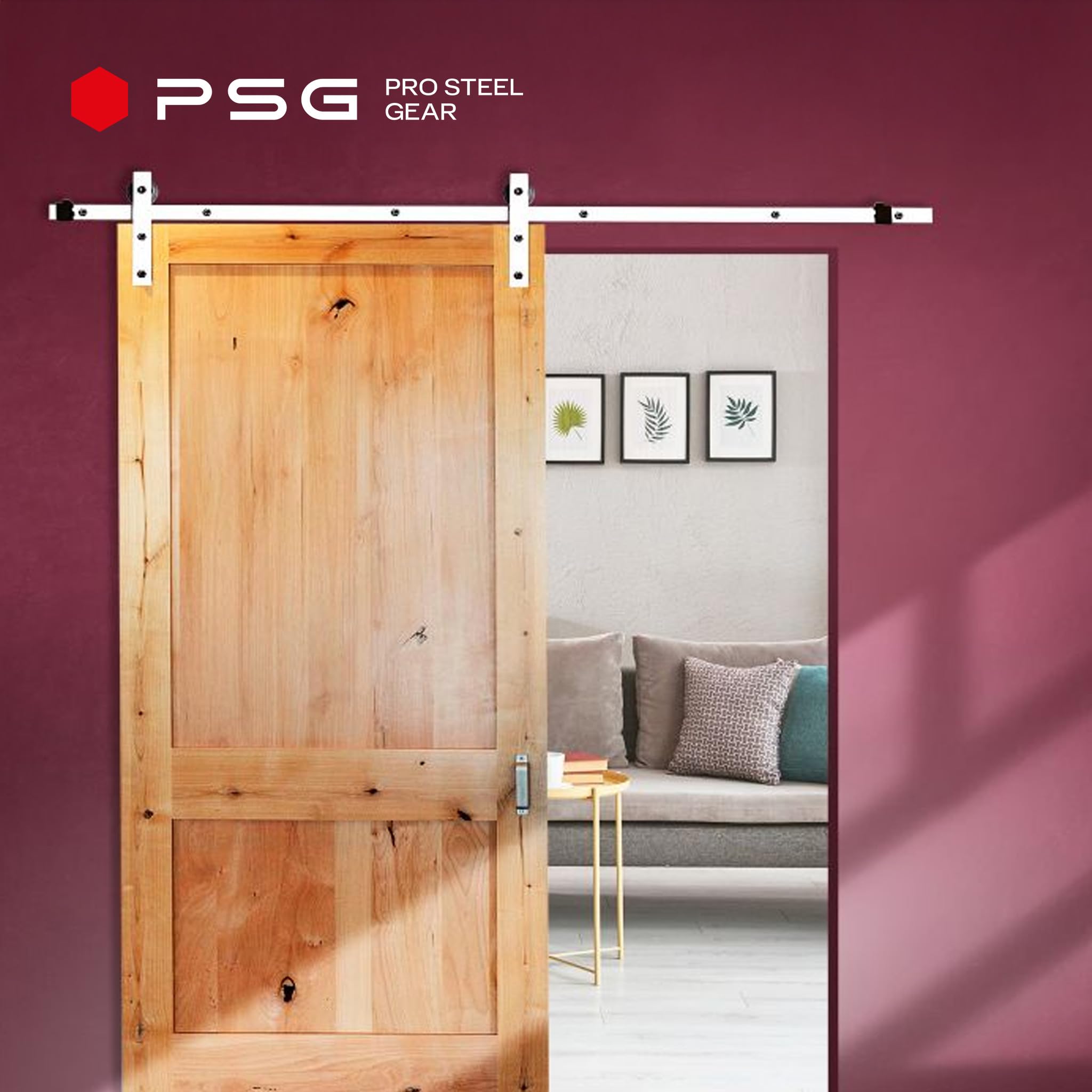 PSG System drzwi przesuwnych ATEST DO 250KG LOFT BIAŁA 2m 200cm ZESTAW RETRO