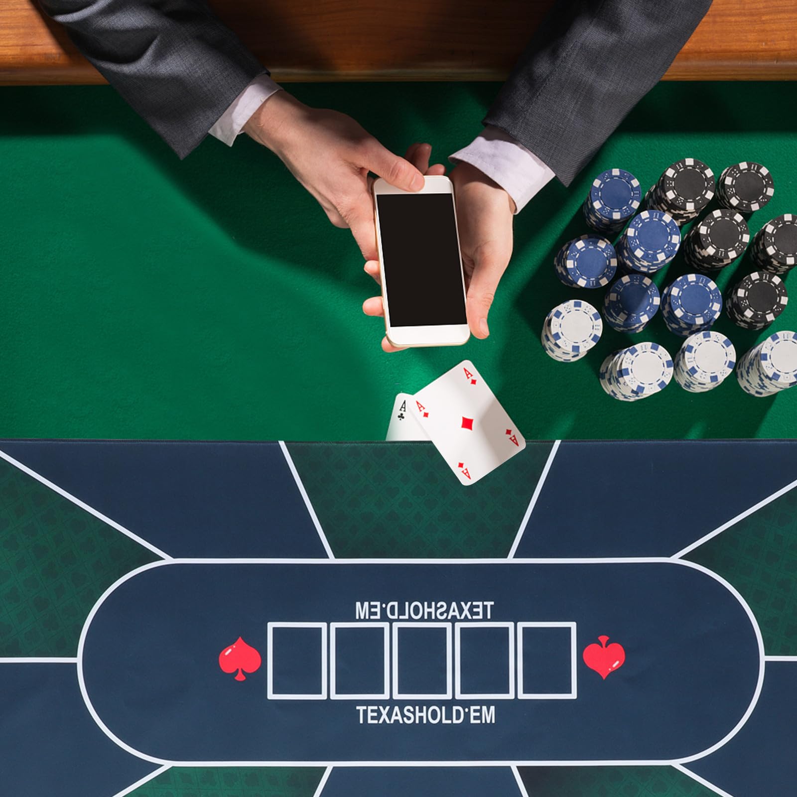 MAGICLULU rutschfeste Pokertischmatte Pokermatte aus Gummi Rechteckig für Poker und Brettspiele Klassisches Druckmuster