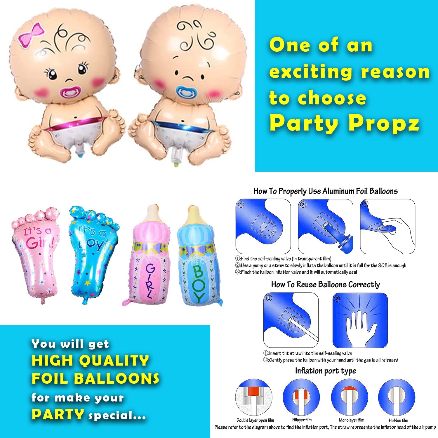 Party Propz Baby Shower Decorations Kit - 92 Pcs Baby Shower Backdrop Decoration Set, Props and Banner, Balloons, Foil Curtains, Mom to be Sash, Dad to be Badge, Godh Bharai Decoration set 2