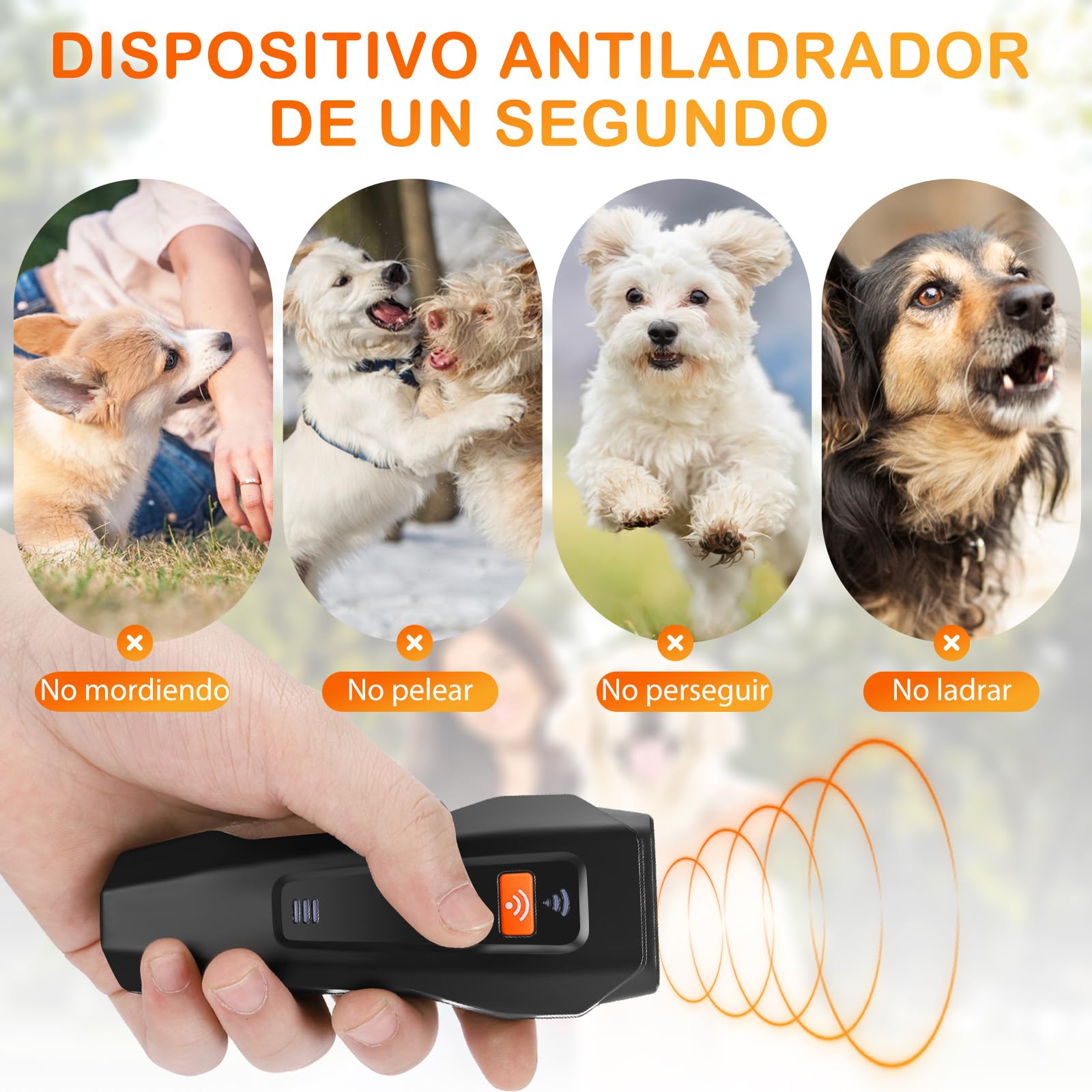 Antiladridos para Perros Ultrasonidos - Dispositivo Repelente con 3 Modos Ahuyentador de Perros con LED Efectivo para Interior y Exterior