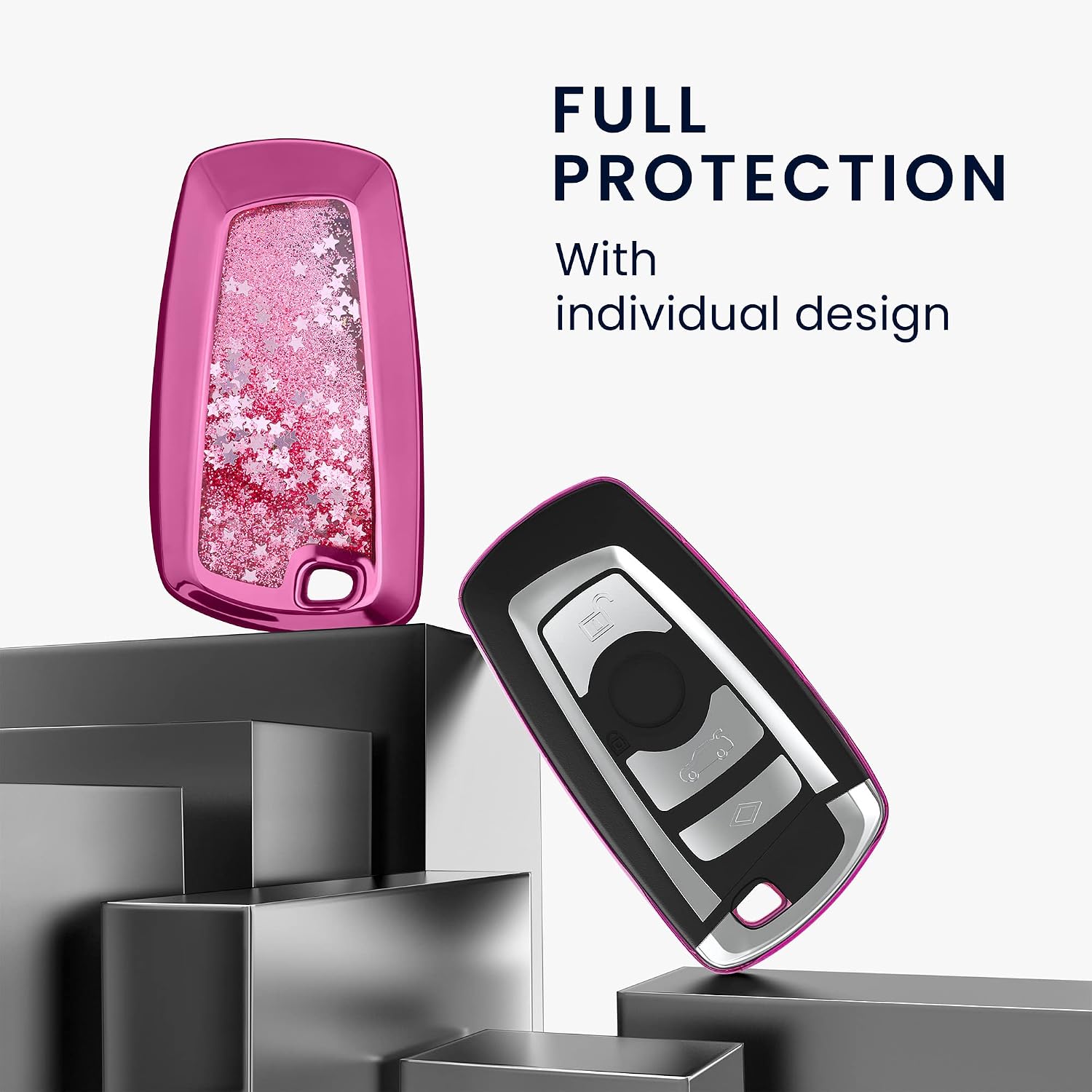 kwmobile Key Cover Compatible with BMW - Stars Snow Globe