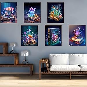 Leatrice 6PCS Diamond Art Kits for Adults Round Diamond Painting Dot Gem Art Painting Kit for Adults Beginners Women Suitable for Home Wall Art Decor 11.8x15.7 Inches Jellyfish