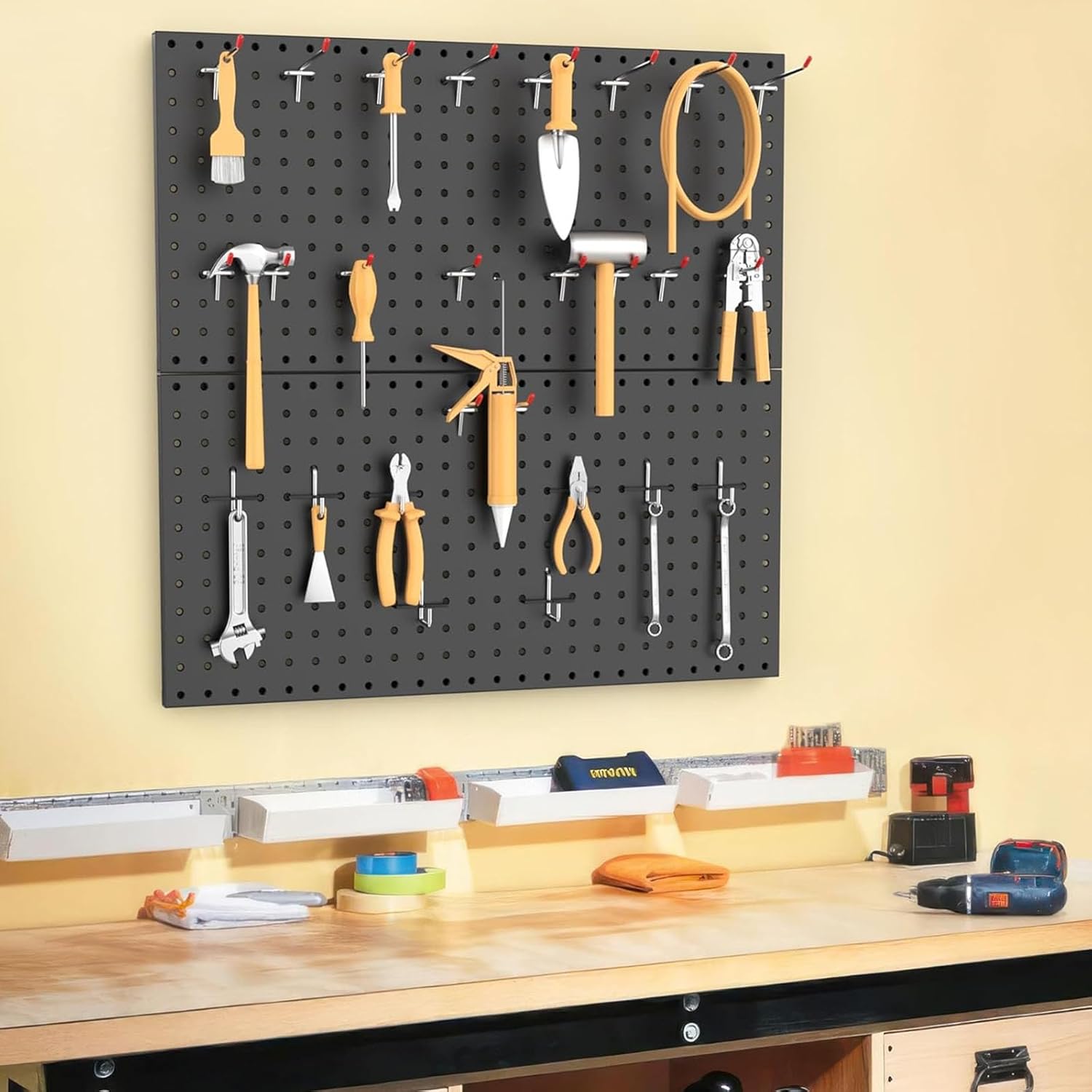 2Piece Metal Pegboard Wall Mount Systems Panels For Garage Workshop Craft Room Tool Storage Rack Space Saving Organizers Garage Wall Panel For Tool