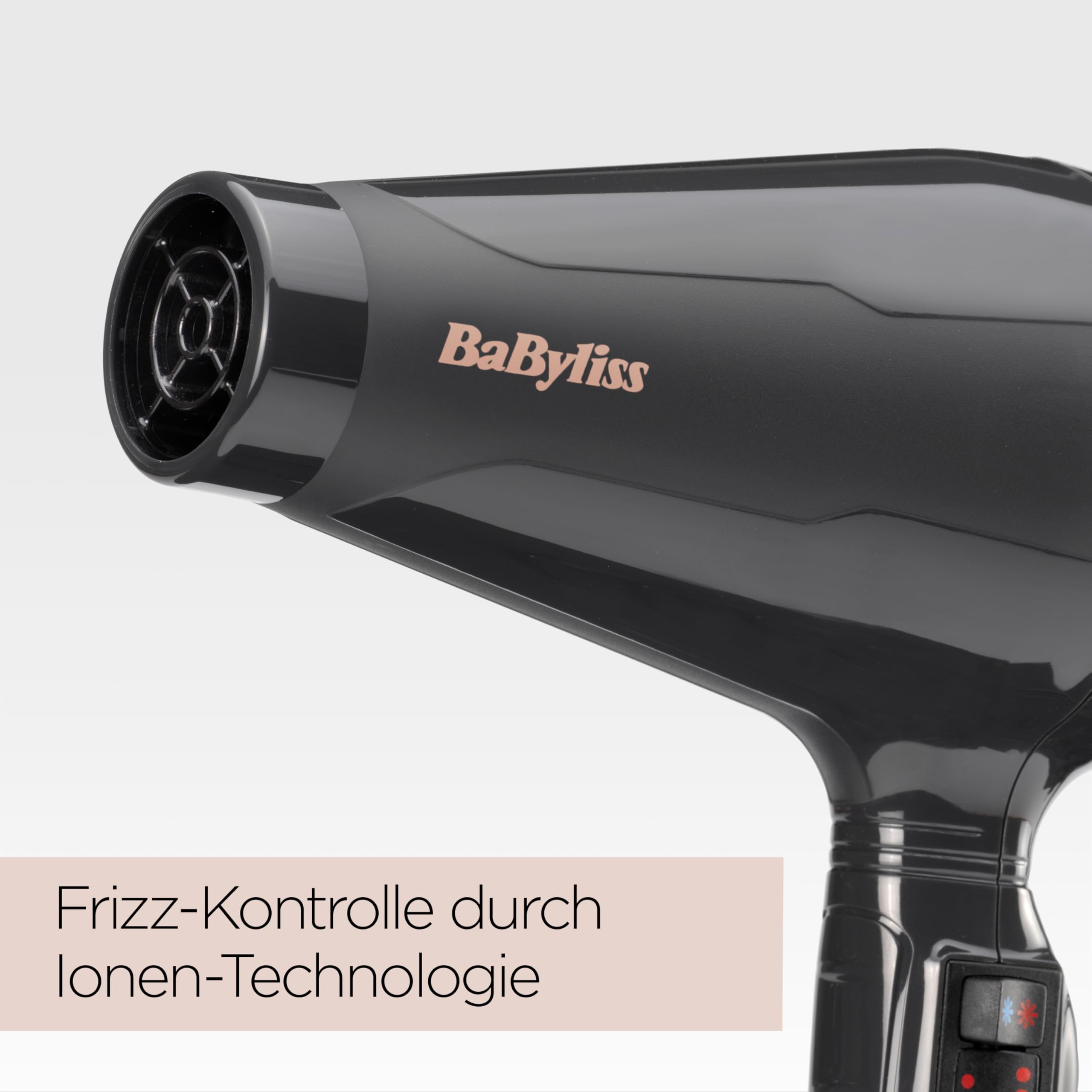 BaByliss Italian Air Pro Föhn mit Diffusor – Hergestellt in Italien, 2200W Hochleistungs-Haarföhn, Ionen Anti-Frizz-Technologie, 2 Temperatur- und 2 Geschwindigkeitsstufen, Schwarz, 6719DE