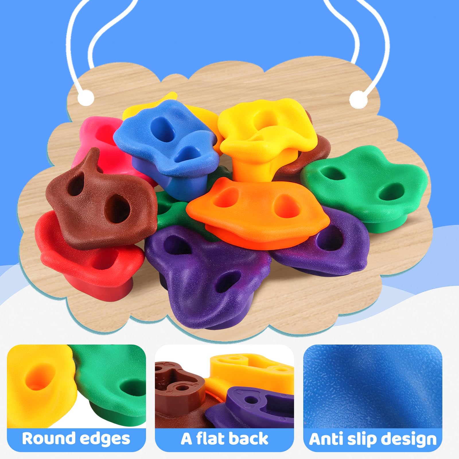 Prese Arrampicata Bambini, 12 Pezzi Supporti da Arrampicata, Kit per Arrampicata su Roccia per Interni ed Esterni con Viti di Fissaggio