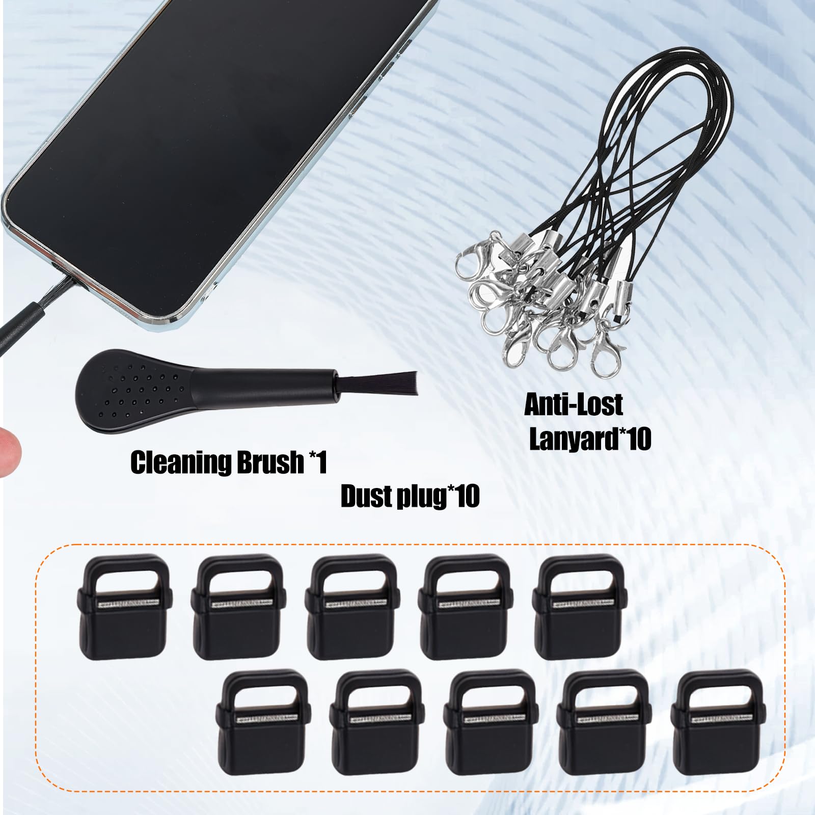 Bouchons Anti-poussière USB-C Azwood - Lot De 12 En Silicone, Compatible Smartphone/Tablette