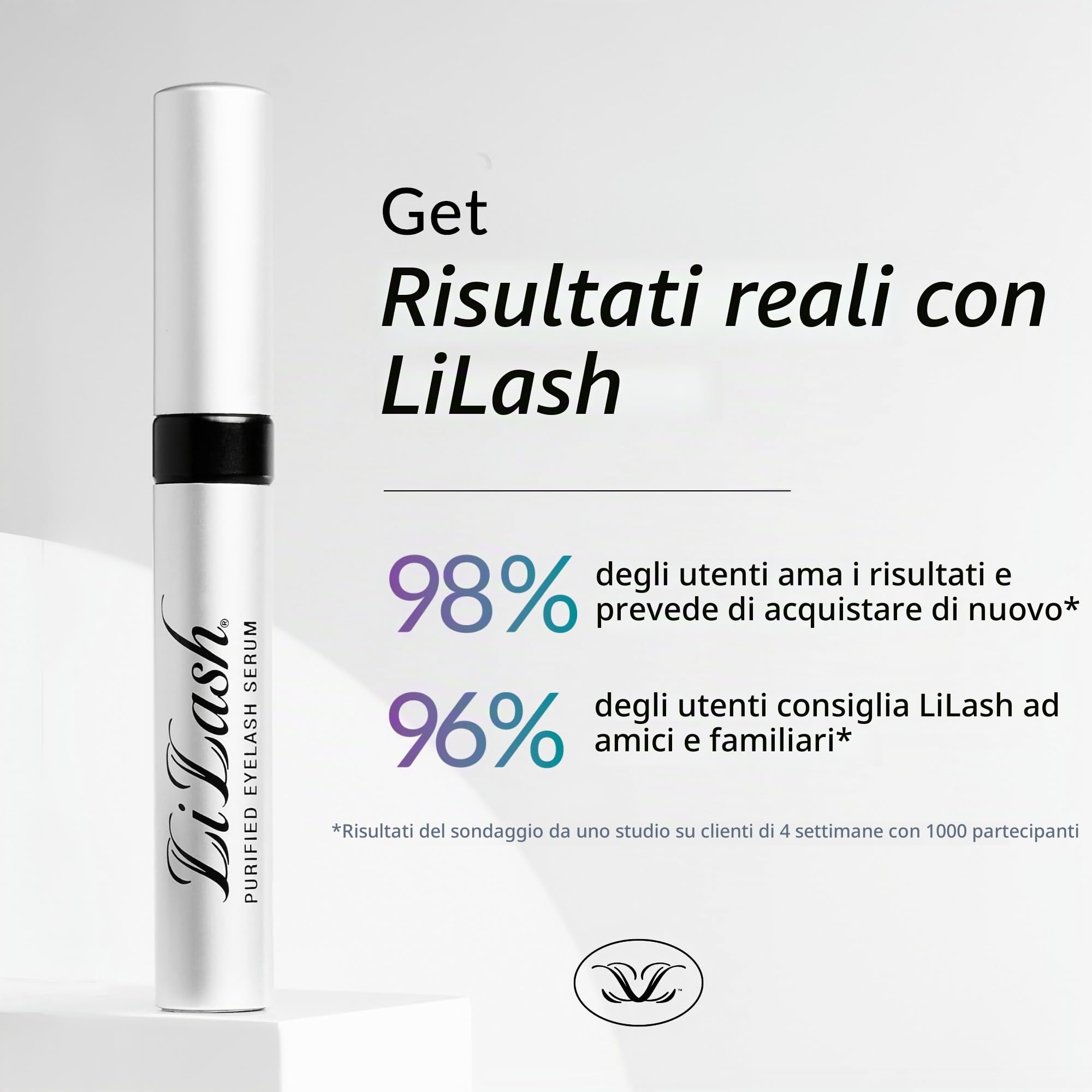 LiLash Siero Purificato Per Ciglia Formulato Dal Medico XL Per Ciglia Più Piene E Dall'Aspetto Più Lungo | Sicuro Per Occhi Sensibili E Portatori Di Lenti A Contatto | Fornitura Per 6 Mesi (4 ML)