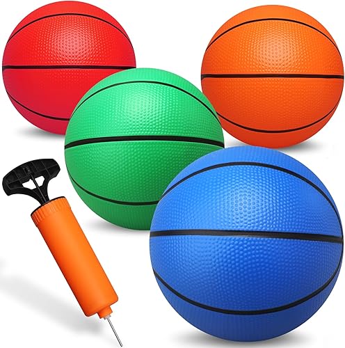 4 PCS 8.5inch Basketball for Kids Adults, Replacement Ball for Swimming Pool, Realistic Bounceand Grip for Indoor and Outdoor Play