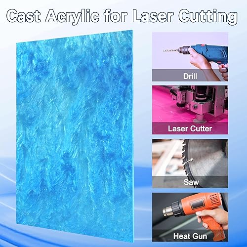 Miniatura 10 de Hoja acrílica nacarada con purpurina para corte láser de 12 x 8 pulgadas, hoja de plástico perlado con ondas de agua brillante de 18 de grosor,