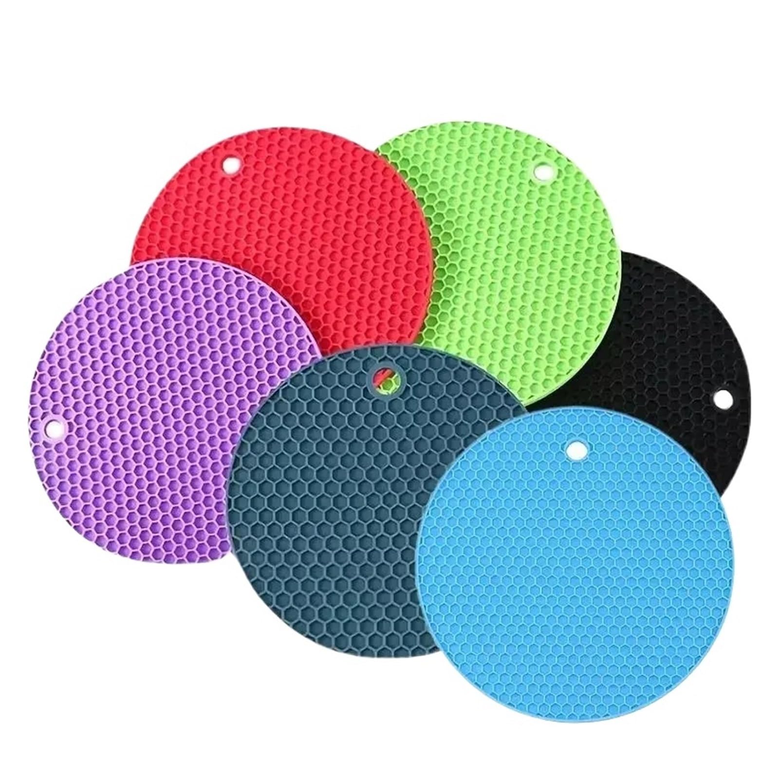 6pcs Round Heat-Resistant Non-Slip Trivet Set, Pot Holder & Cup Coaster for Kitchen Table For Kitche