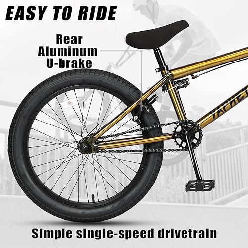 Vista 24 de Freestyle BMX Bike, 20 Inch Yaphet Bicycle for Teen Beginner and Adult Riders, Bike with Hi-Ten Steel Frame, Multiple Colors Negro