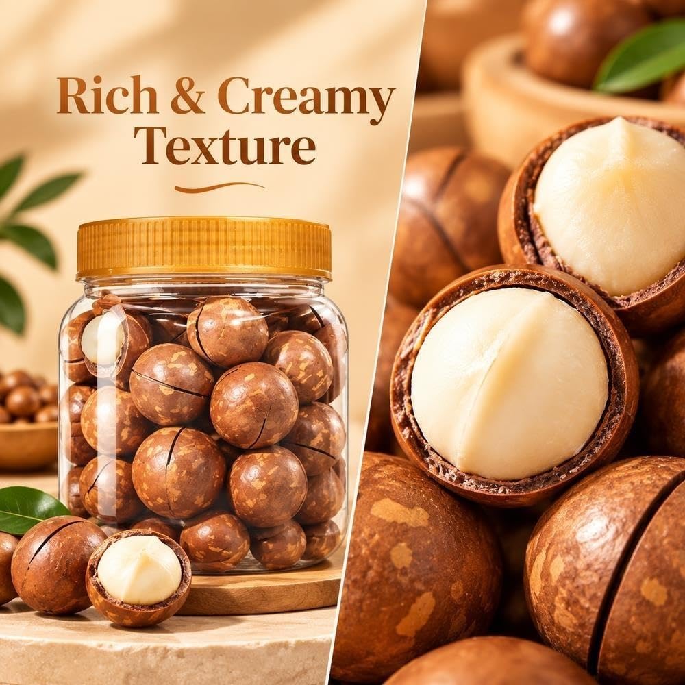 Noci di macadamia in guscio con apriscatole