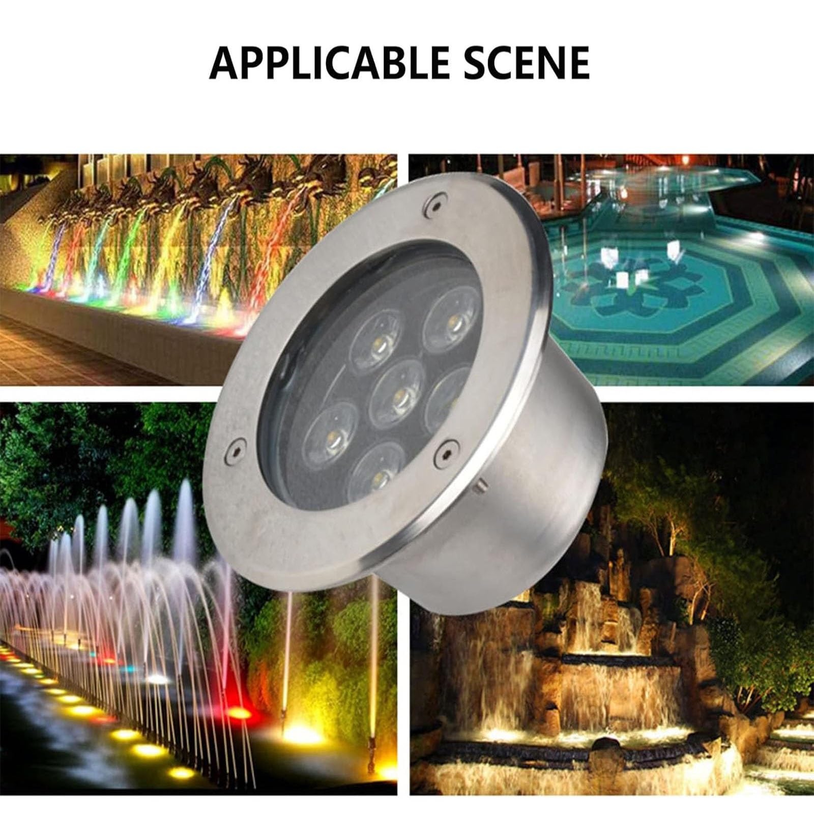 Tauchfähige LED-Poolbeleuchtung - Unterwasser-Einbauleuchte, IP68 Wasserdichter Runder 12-V-Außenstrahler, LED-Schwimmbad-Unterwasserleuchte, Teichlandschaftsbeleuchtung(White Light,12W)