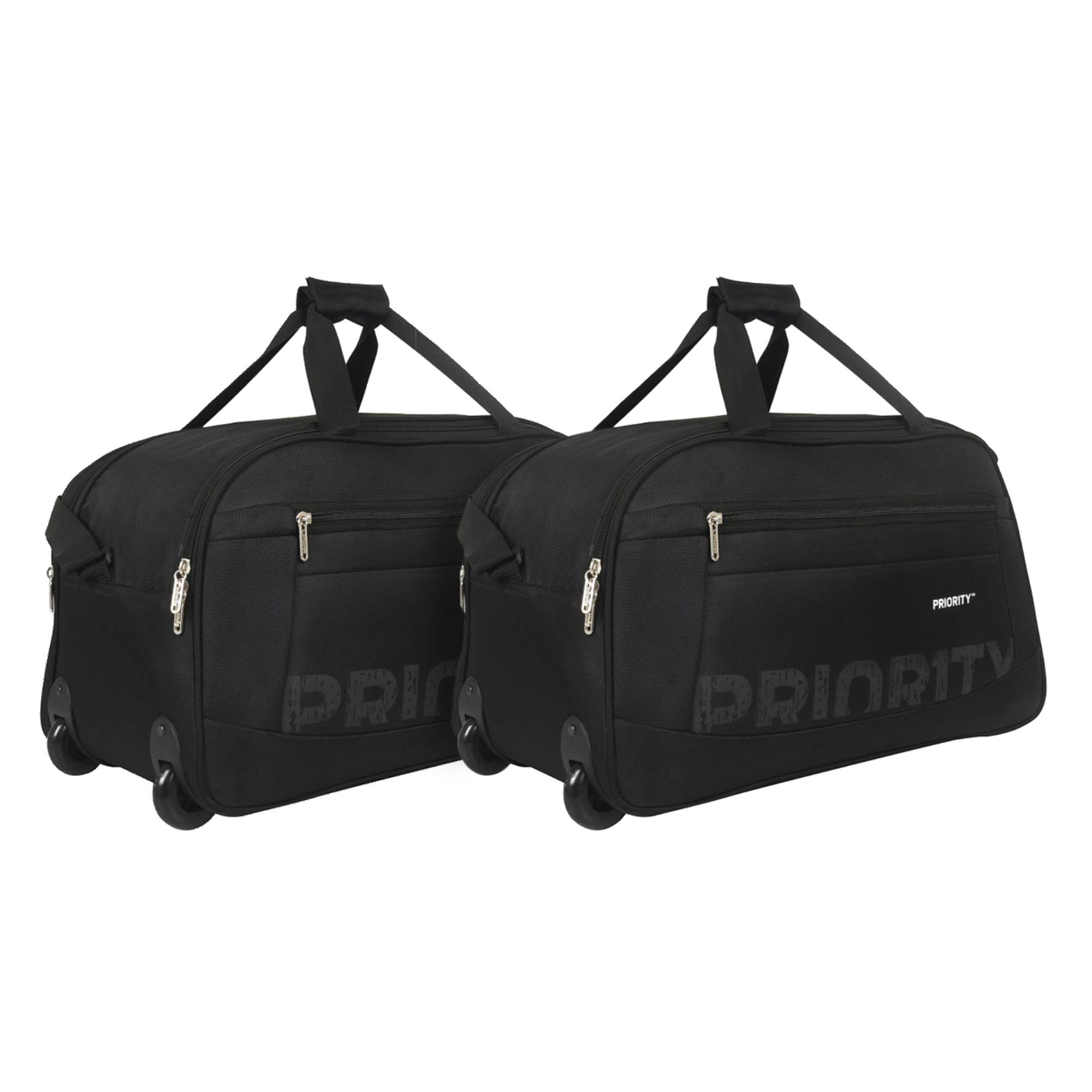 Buy Priority Lark Set of Black Polyester Wheel Duffle Bag