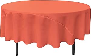 LA Linen Polyester Poplin Washable Round Tablecloth, Stain And Wrinkle Resistant Table Cover 58", Fabric Table Cloth For Dinning, Kitchen, Party, Holiday 58-Inch, Rust, (TCpop58R_RustP35