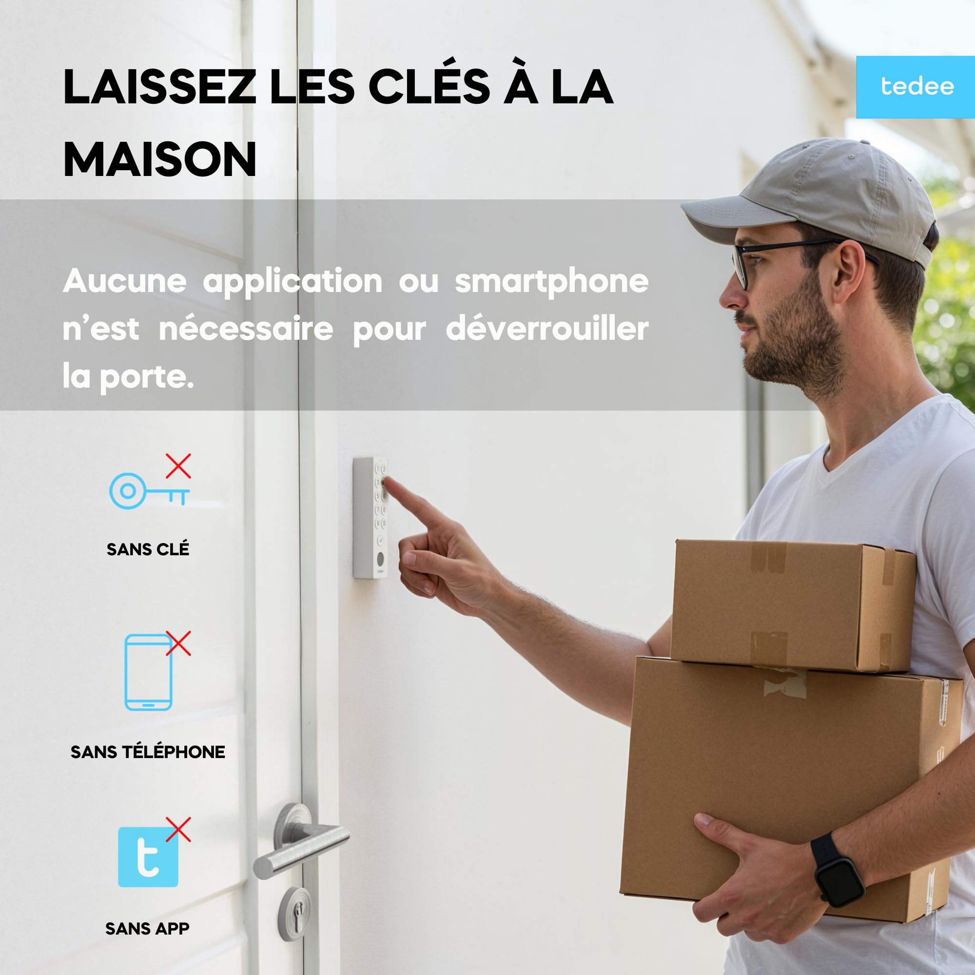 Tedee GO2 Alu Serrure Intelligente Connectée avec Keypad PRO et Cylindre EXXO Smart | Sécurité Classe 6, Empreinte Digitale, Entrée sans Clé | Compatible Matter, Alexa, Google Home, Apple, SmartThing