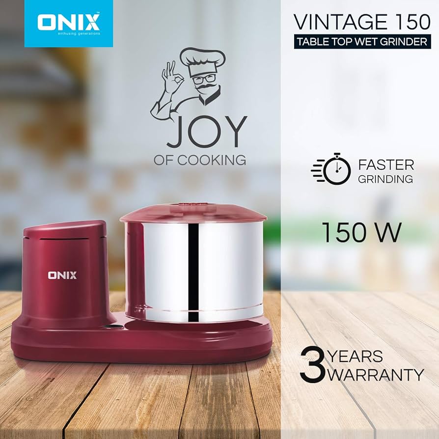 Onix VINTAGE-200 2 Litre Table Top Wet Grinder (150 Watts, 2