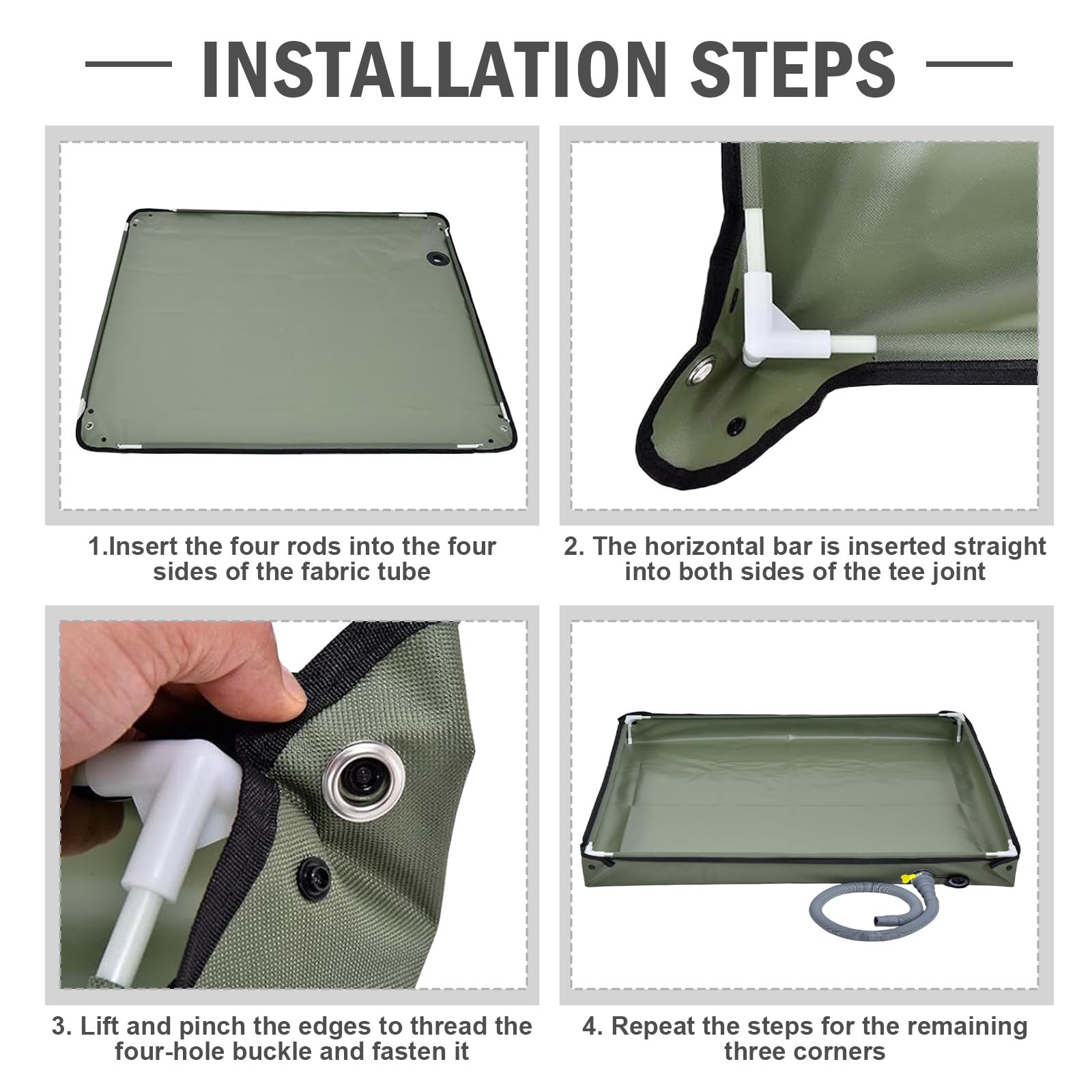 MeYuxg Vasca da doccia pieghevole, Vasca da doccia portatile 80x80cm con tubo di scarico, Base per tenda da doccia Oxford impermeabile, Doccia da campeggio mobile per tenda da doccia all'aperto