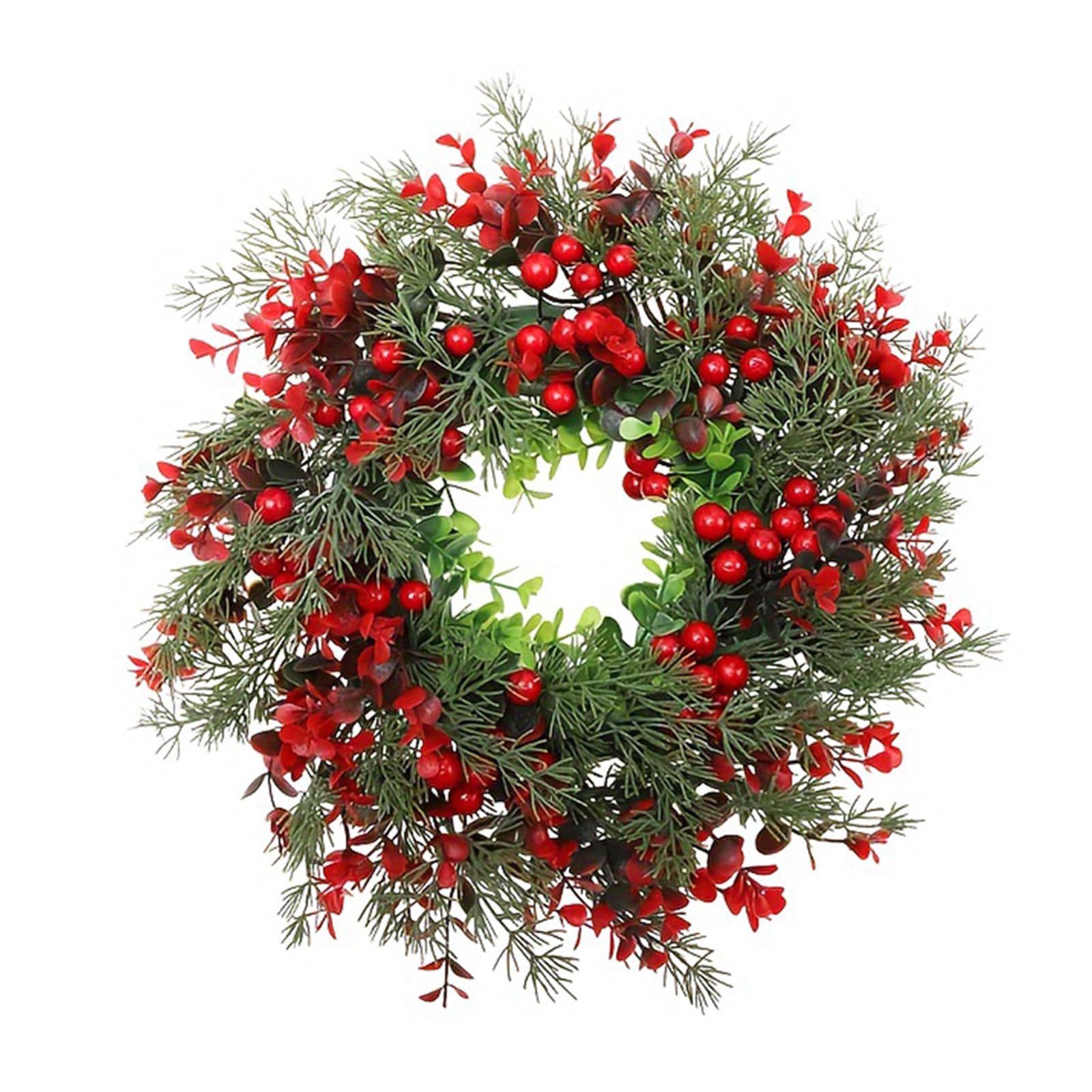 Christmas Wreath with Green Leaves and Berries Designs for Vibranting Doorways Embellishment Daily Use Wall Decoration