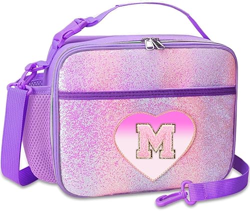 Miniatura 33 de RHCPFOVR Lonchera con inicial para niños, lonchera aislada para niños y niñas, lonchera lavable y lonchera reutilizable a prueba de fugas para la