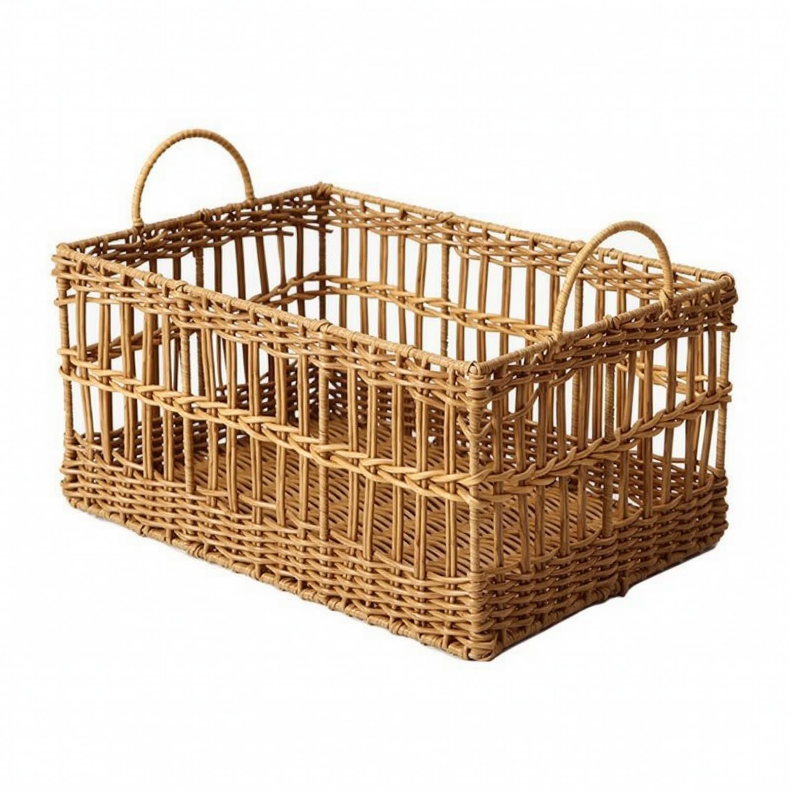 Organizador Rectangular Tejido Abierta, L, Cesta Mimbre