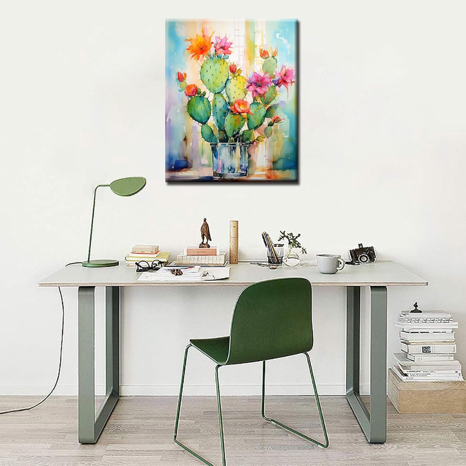 Tucocoo Cactus Flower Paint by Numbers Kits with Brushes and Acrylic Pigment on Canvas Painting for Adults, Beautiful Plant Floral Vase Picture for Home Wall Decor Gifts 16''x20'' (DIY Framed)