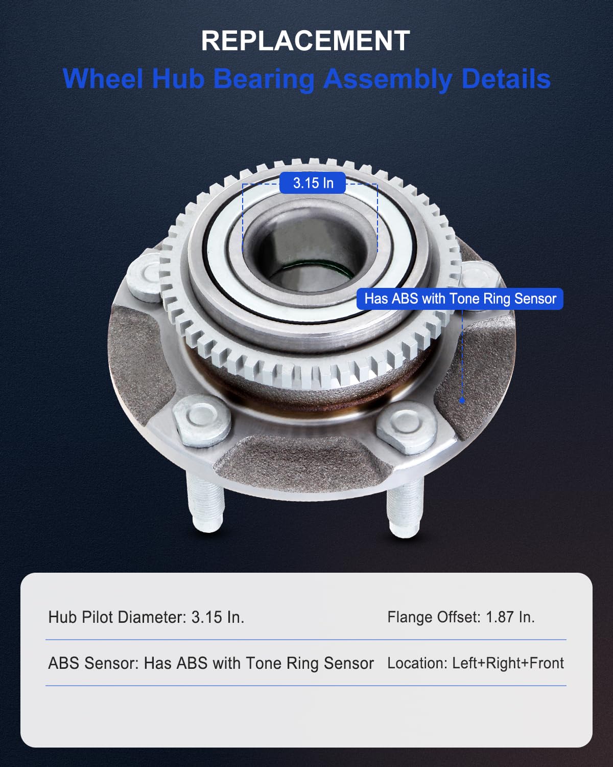 Ford Front Wheel Bearing And Hub Assembly With ABS Ring (15-23 - View #8