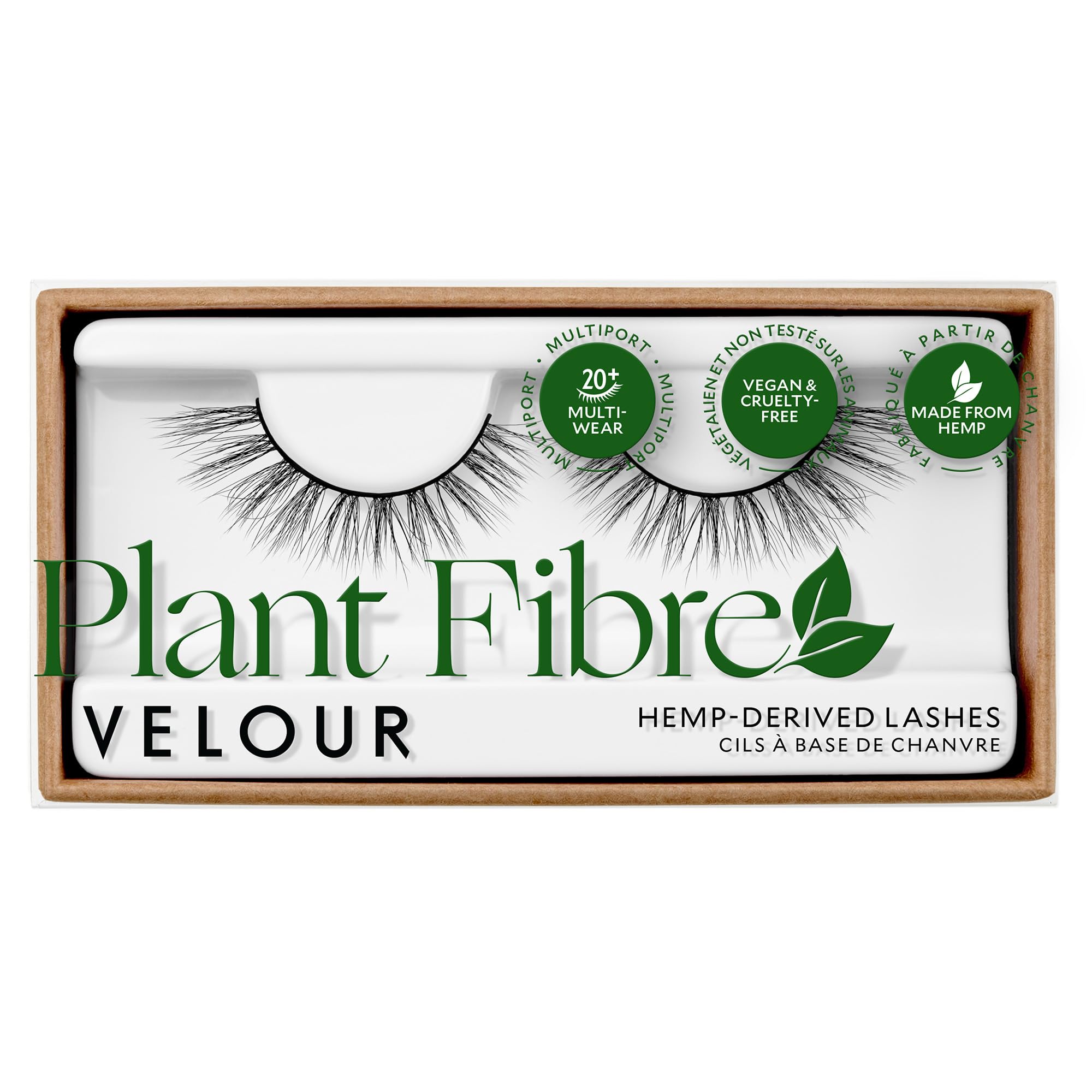 Velour Plant Fibre Eyelashes Luxurious Hemp-Derived False Lashes - Lightweight Reusable Handmade Fake Lash Extensions - Wear up