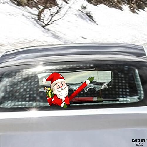 Miniatura 4 de KatchOn, Adhesivo navideño para limpiaparabrisas de automóvil, 8 x 9 pulgadas, adhesivo de Papá Noel con brazo agitado para parabrisas de ventana