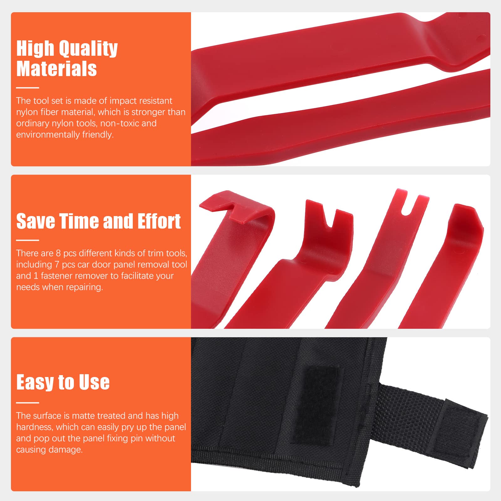 Tanstic 13Pcs Auto Trim Removal Tool Kit, Plastic No-Scratch Pry Tool Kit, Car Interior Trim Removal Tools, Fastener Remover - Image 3