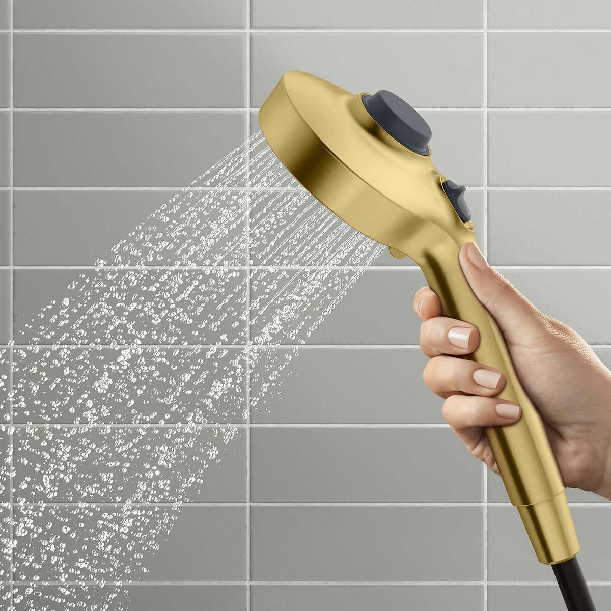 Gold Wall Mounted Multi-Head Shower System with Magnetic Docking
