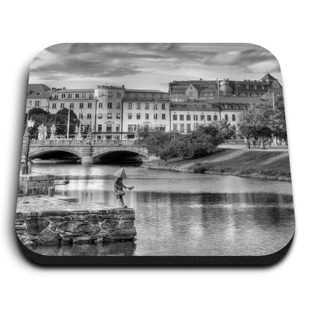 Destination Vinyl Ltd Multicolor 1 X Square Mdf Fridge Magnet - Gothenburg Sweden Canal Buildings 42973