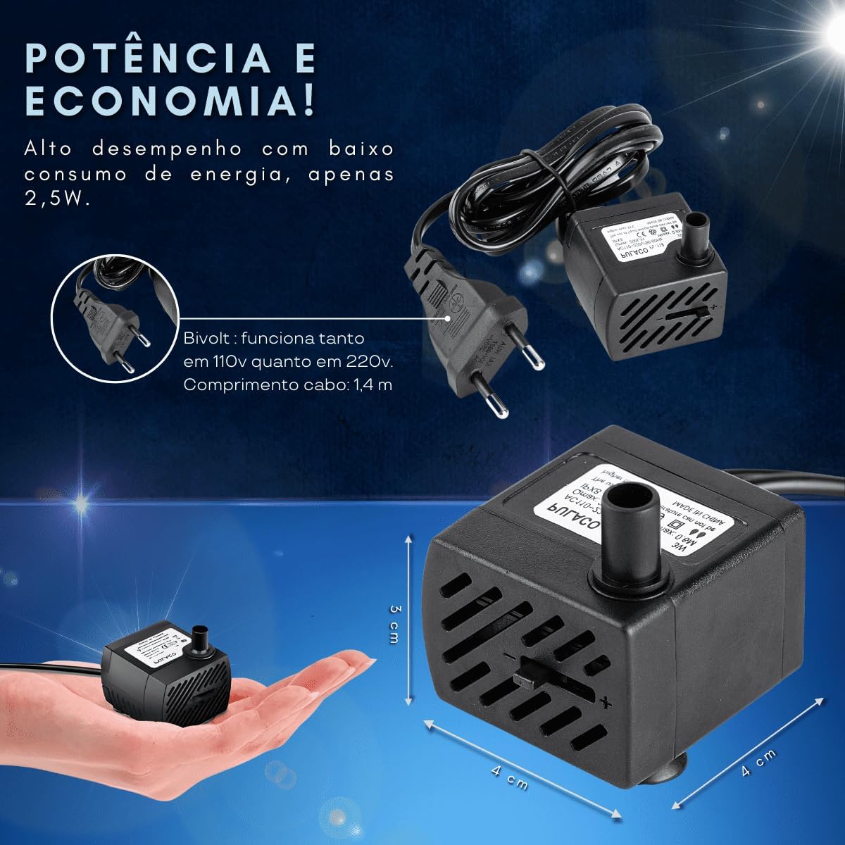 Avaliação Bomba Submersa Bivolt 200L/H Para Aquários E Bebedouros 3 715Jlh+4Ial. Ac Sl1200