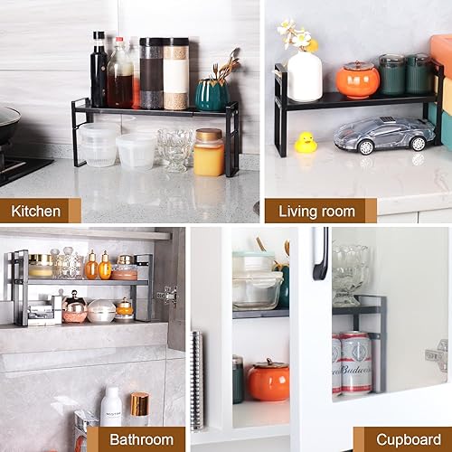 Miniatura 7 de Estante organizador de botiquín estrecho expandible de 3.58 pulgadas de ancho, soporte de almacenamiento de metal con capa ajustable y almohadillas