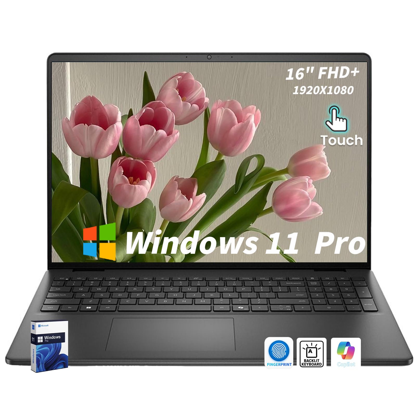 Dell 16" FHD+ Touchscreen Laptop Computer - Intel Core i7-150U Processor(10 Core, Up to 5.4Ghz), 300nits Display, Backlit Keyboard, Windows 11 Pro((