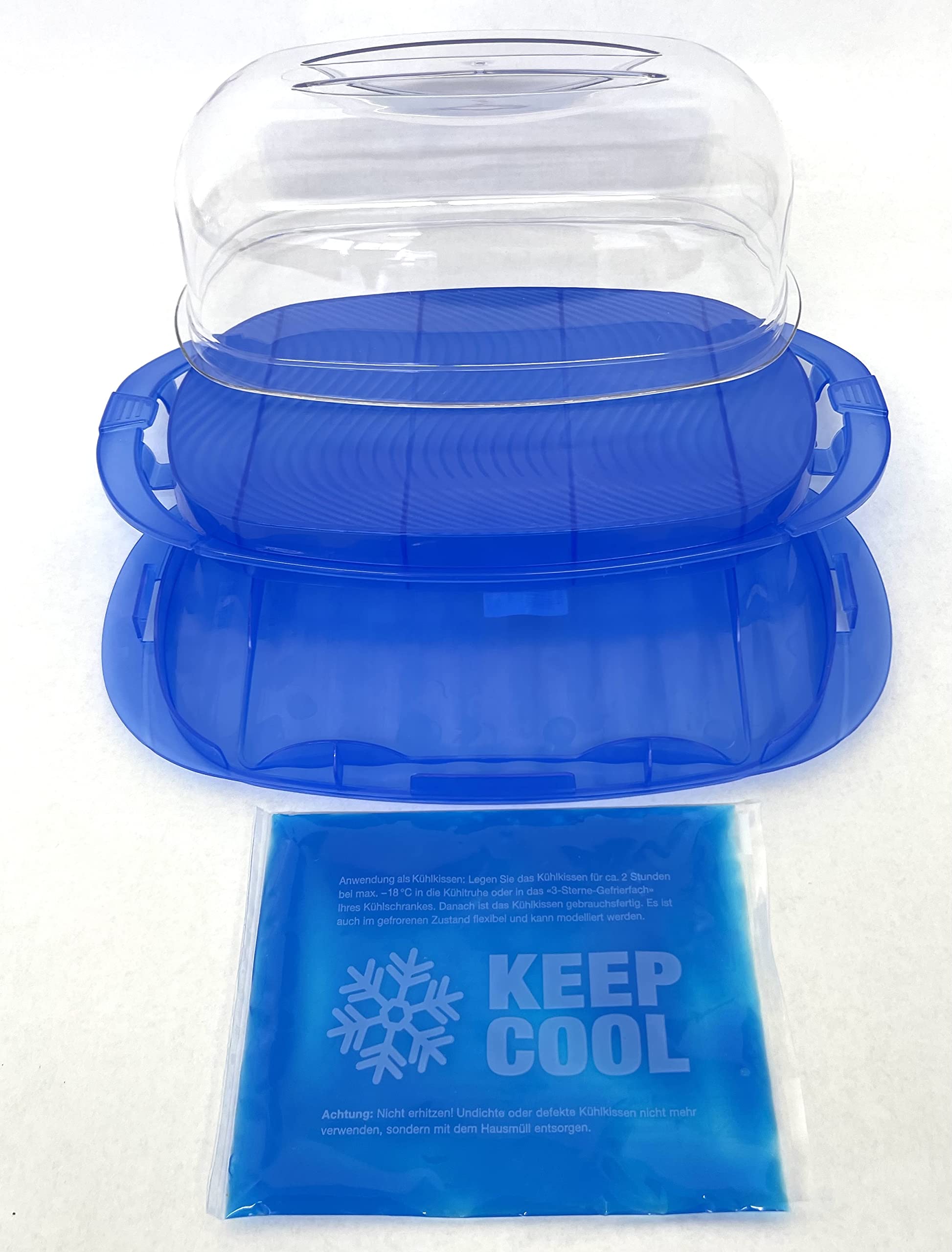 Snack Server Charcuterie Tray/Platter with Snap Shut Lid and Cooling Ice Pack. Serve Appetizers, Sushi, Shrimp Cocktail, Snacks, Cheese, Finger Foods and Cupcakes. Keeps Food Cool Fresh and Ready.