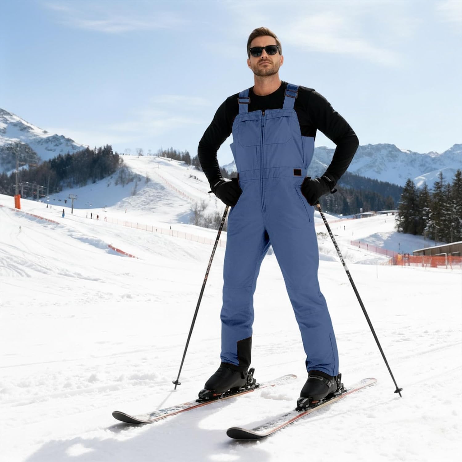 Mens Snow Bibs Waterproof Insulated Overall Winter Warm Thermal Outdoor Snowboarding Ski Snow Pants with Suspenders