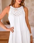 BTFBM Robe d'été pour femmes 2026 Printemps Boho Mode Halter Col sans manches Loose A-Line Mini Vacances à la plage Sundress