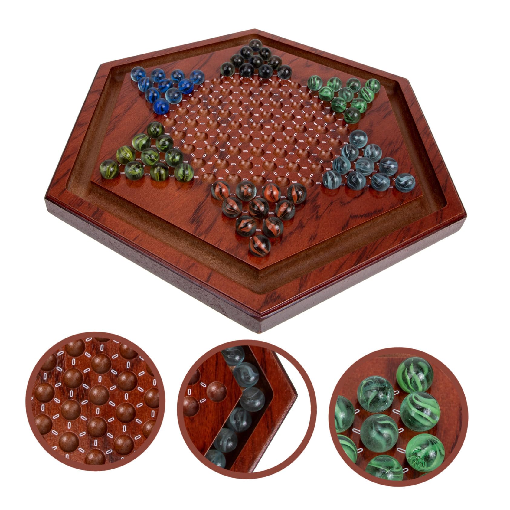 Set 1 Scacchiera Dama Cinese in Legno Naturale Tavolo Esagonale, Gioco Educativo per Bambini per Casa e Scuola, Migliora Pensiero Critico e Coordinazione Mani-cervello