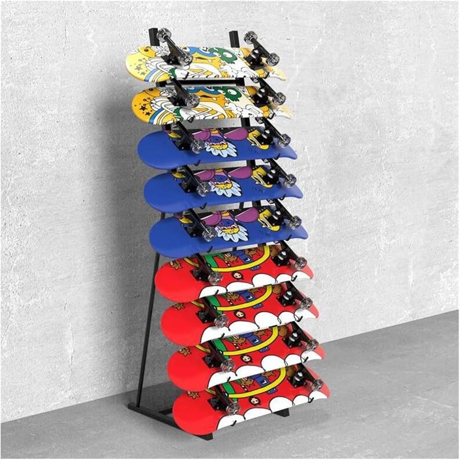Floor-Standing Skateboard Rack - Space-Saving Organizer for Home Gym, Durable Display Holder for Skateboards, Longboards, and Sample Boards - Perfect for Skateboard Lovers