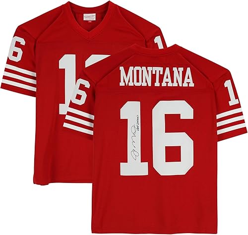 Joe Montana San Francisco 49ers Autographed Mitchell & Ness 1990 Throwback Scarlett Replica Jersey with "HOF 2000" Inscription - Autographed NFL