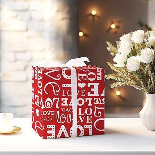 Miniatura 5 de Whaline 12 hojas de papel de regalo para el día de San Valentín, papel de regalo a cuadros de amor a granel, papel de manualidades plano negro y